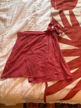 bp Red Asymmetrical Tie-Waist Skirt